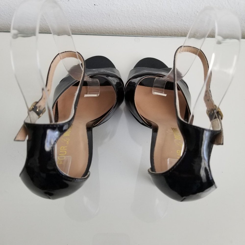 POUR LA VICTOIRE Black Patent Leather Heels 8 - Picture 7 of 12